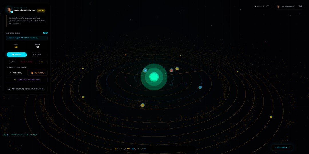 I added AI to Stack Universe — your GitHub profile now has a narrator ...
