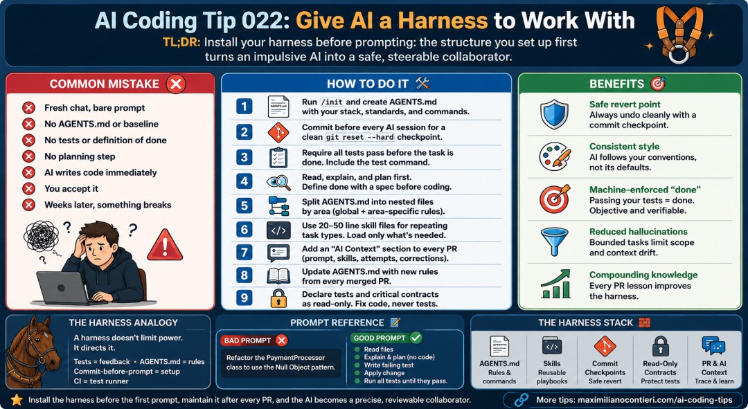 AI Coding Tip 022 - Give AI a Harness to Work With - Coder Legion