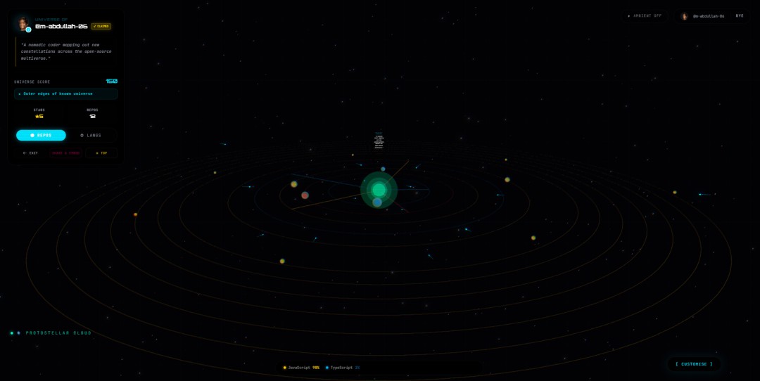 UPDATE: I built a side project that turns GitHub profiles into 3D solar ...