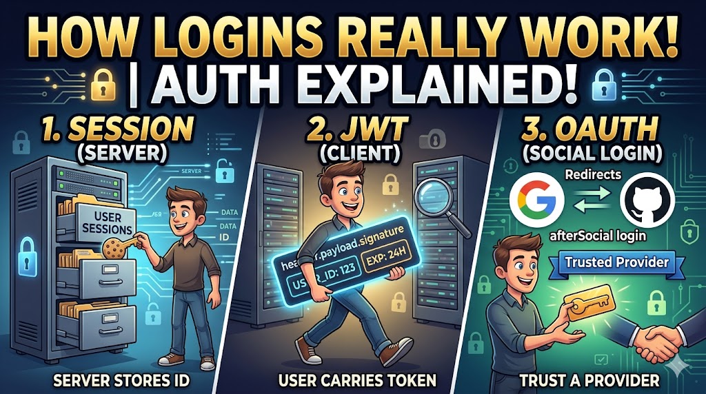 # How Authentication Really Works (JWT vs Session vs OAuth) - Coder Legion