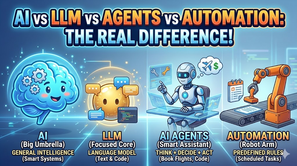 AI vs LLM vs AI Agents vs Automation — What’s the Real Difference ...