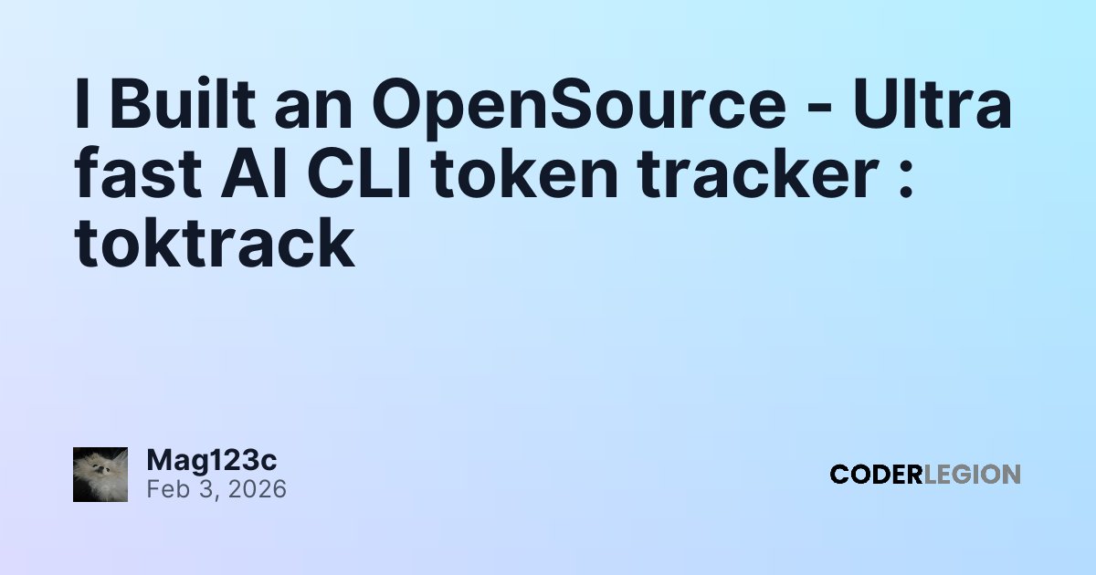 I Built an OpenSource - Ultra fast AI CLI token tracker : toktrack ...