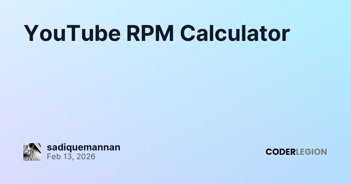 YouTube RPM Calculator - Coder Legion