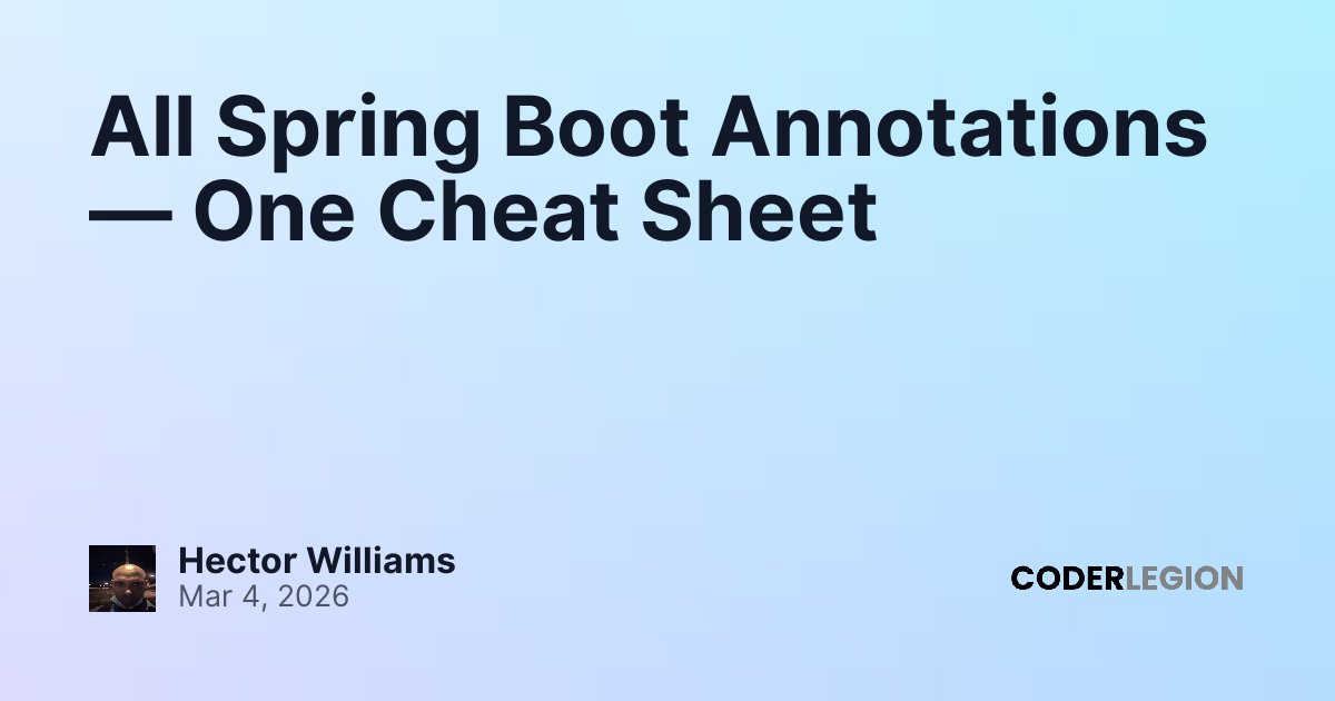 All Spring Boot Annotations — One Cheat Sheet - Coder Legion