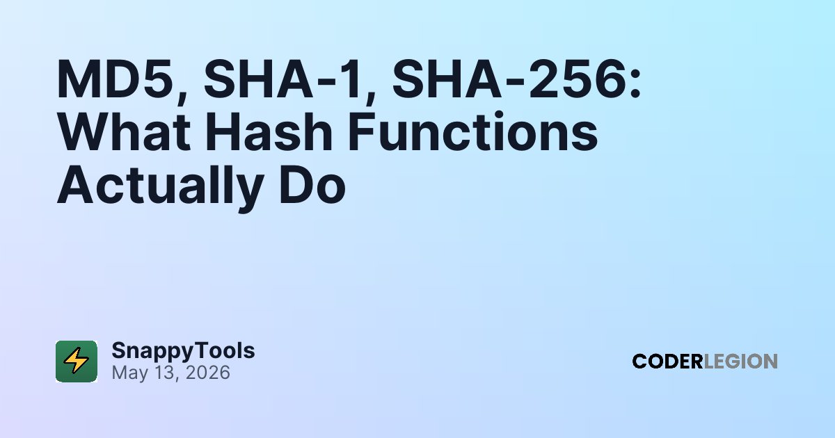 MD5, SHA-1, SHA-256: What Hash Functions Actually Do - Coder Legion