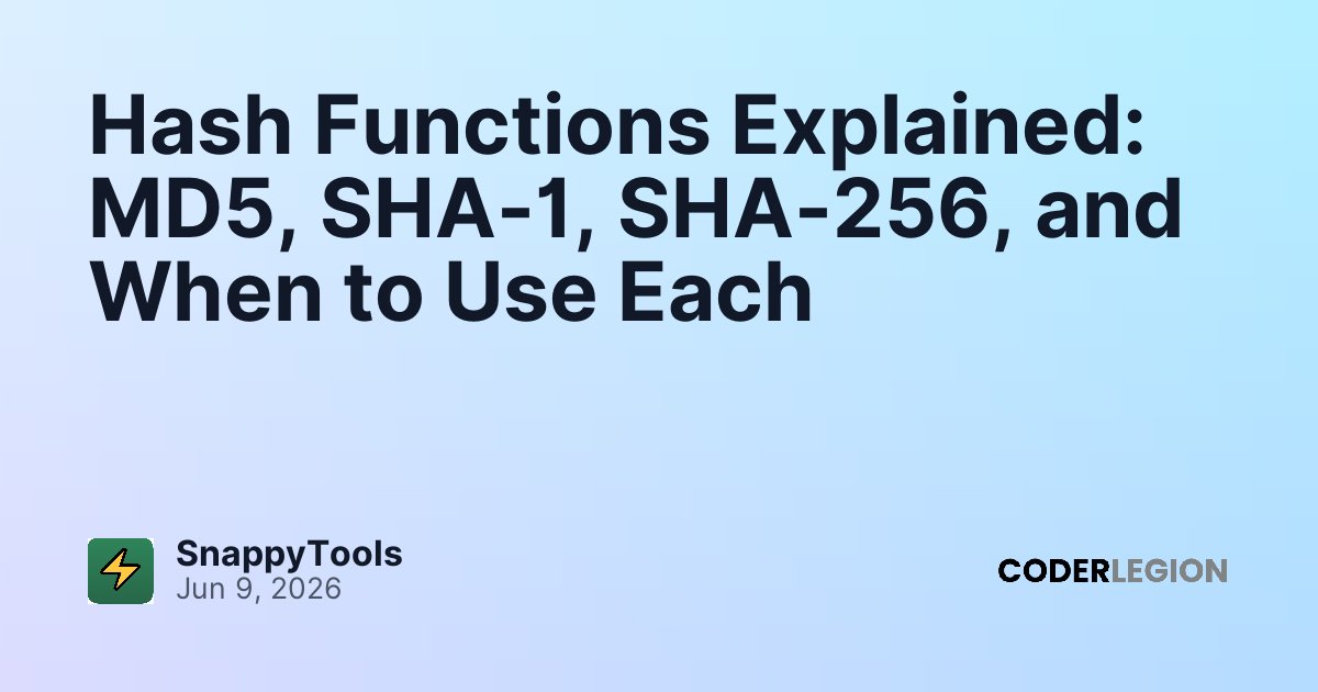 Hash Functions Explained: MD5, SHA-1, SHA-256, and When to Use Each ...