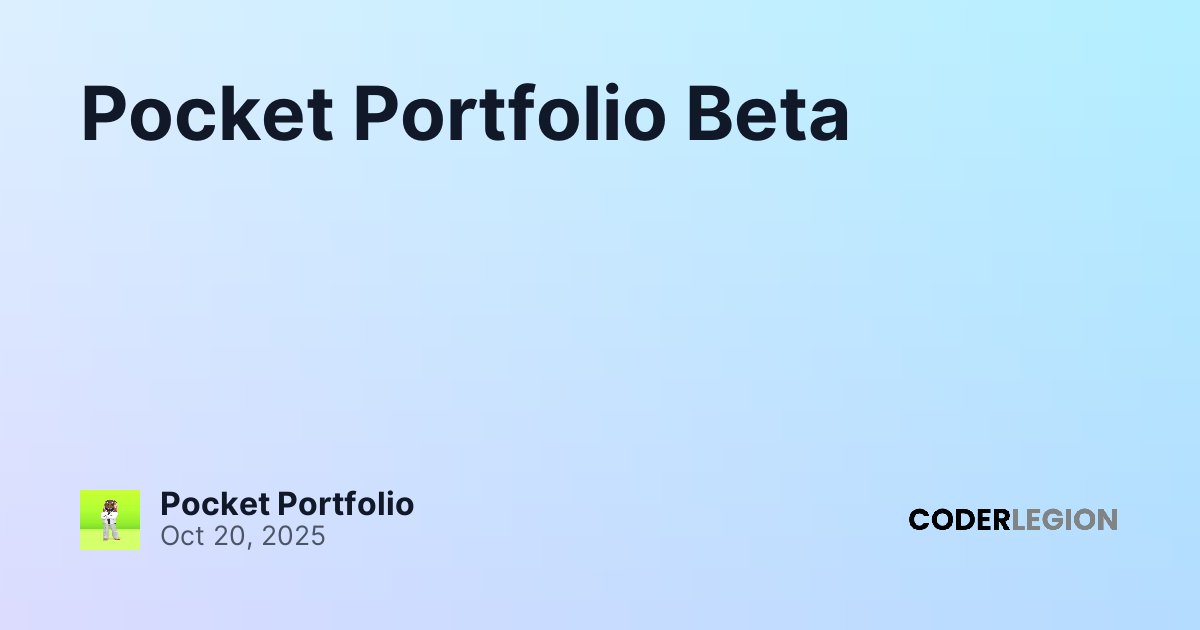 Pocket Portfolio Beta - Coder Legion