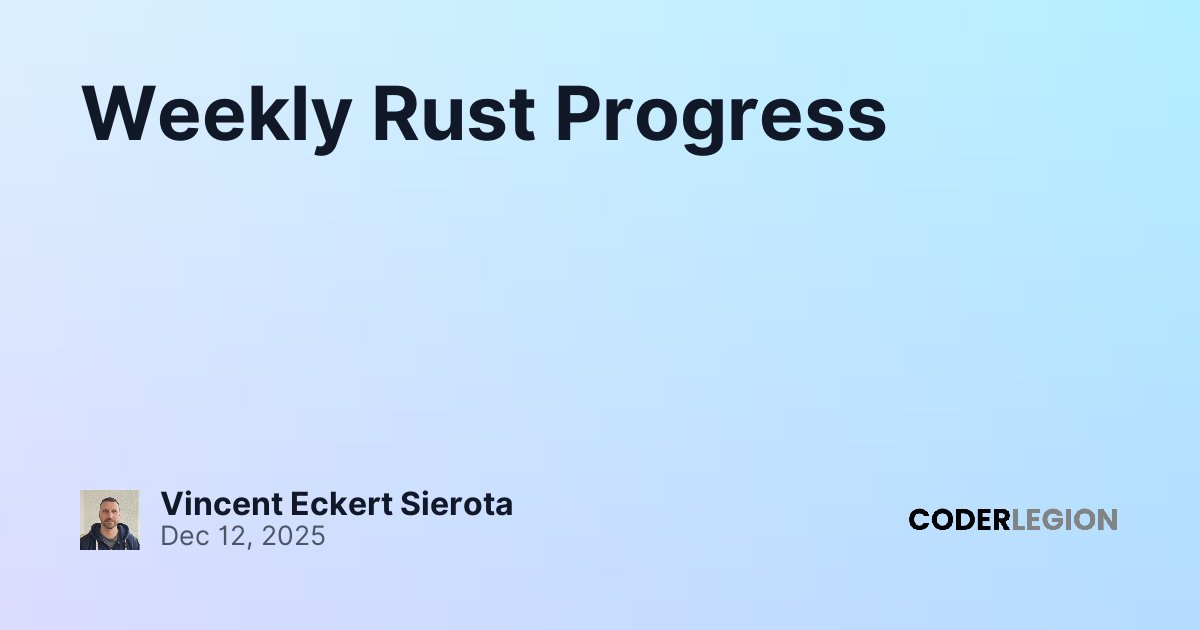 Weekly Rust Progress - Coder Legion